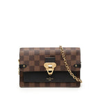 Louis Vuitton Damier Portefeuille Vavin Chain Shoulder Bag Brown Black Leather