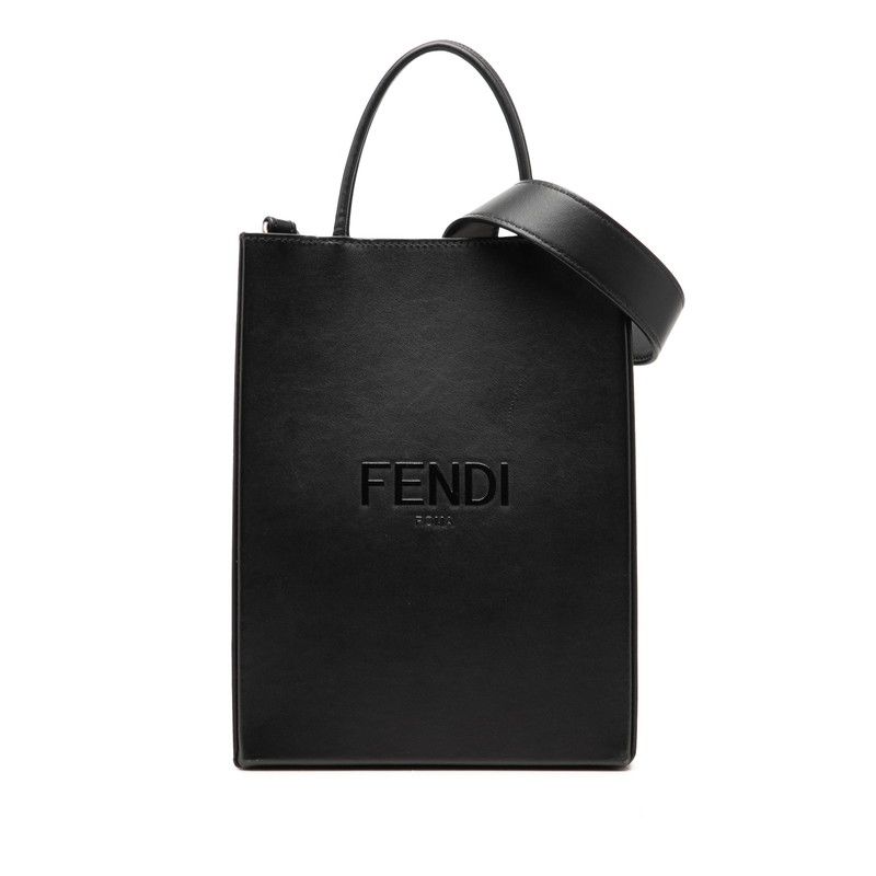 Fendi Shopping Small 2-Way Shoulder Bag Black Leather