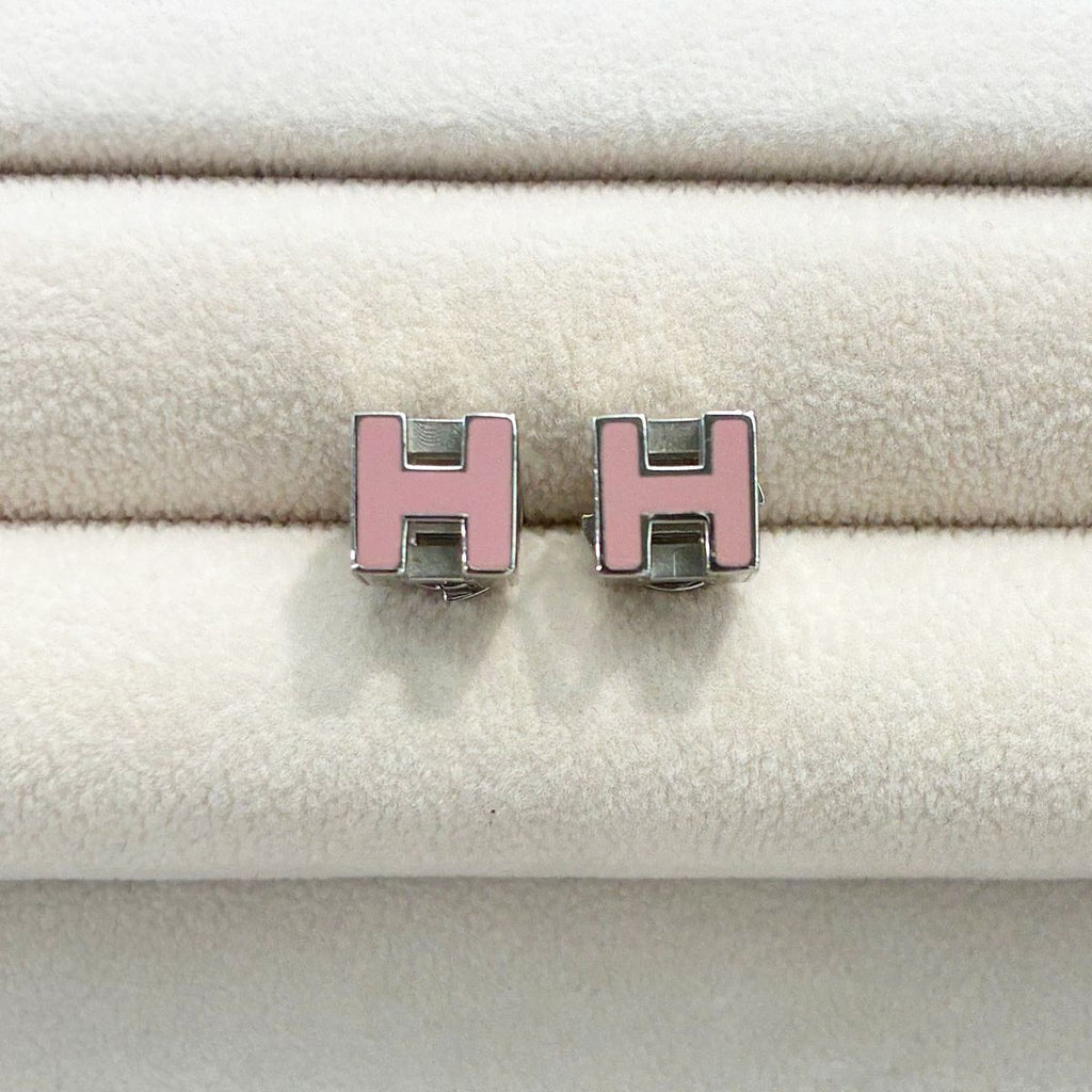 Hermes Earrings Cube Cage Ash Pink