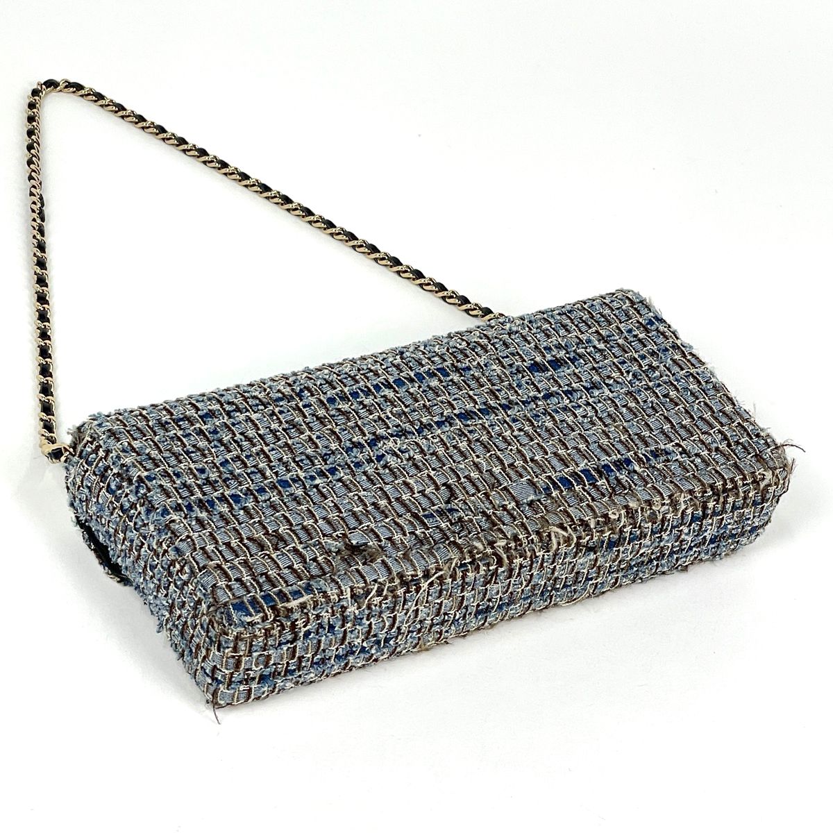 Chanel CC Logo Chain Shoulder Bag Denim Fabric Blue — view 2