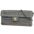 Chanel CC Logo Chain Shoulder Bag Denim Fabric Blue