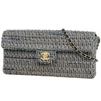 Chanel CC Logo Chain Shoulder Bag Denim Fabric Blue