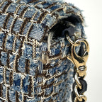 Chanel CC Logo Chain Shoulder Bag Denim Fabric Blue — view 7