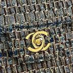 Chanel CC Logo Chain Shoulder Bag Denim Fabric Blue — view 6