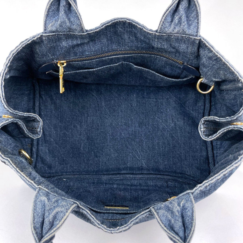 Prada Canapa Tote 2-Way Denim Navy — view 9