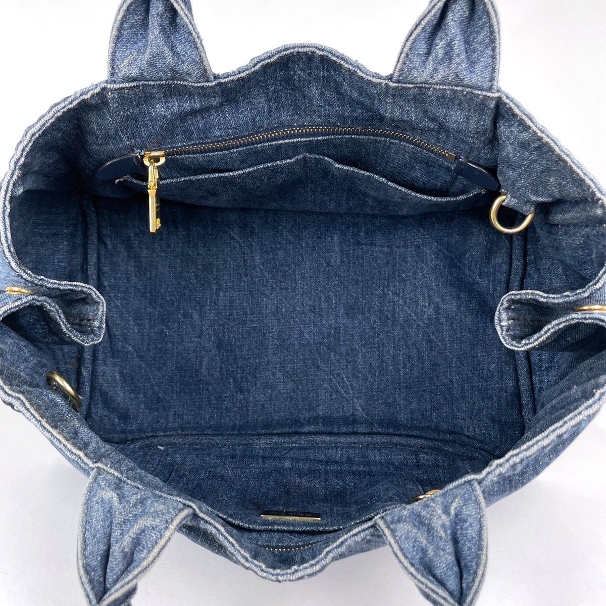 Prada Canapa Tote 2-Way Denim Navy — view 9