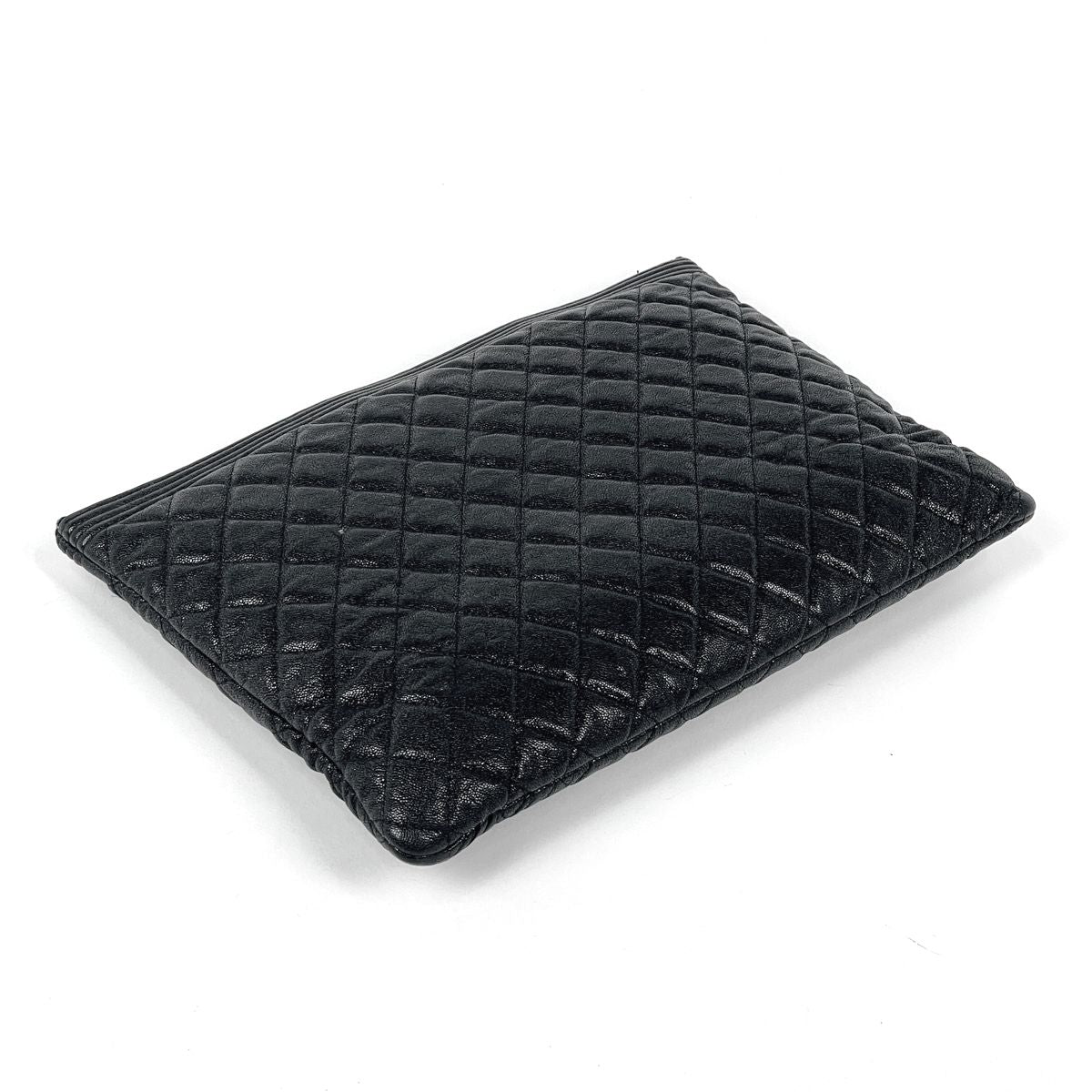 Chanel Boy Clutch CC Logo Quilted Caviar Leather Black — view 2