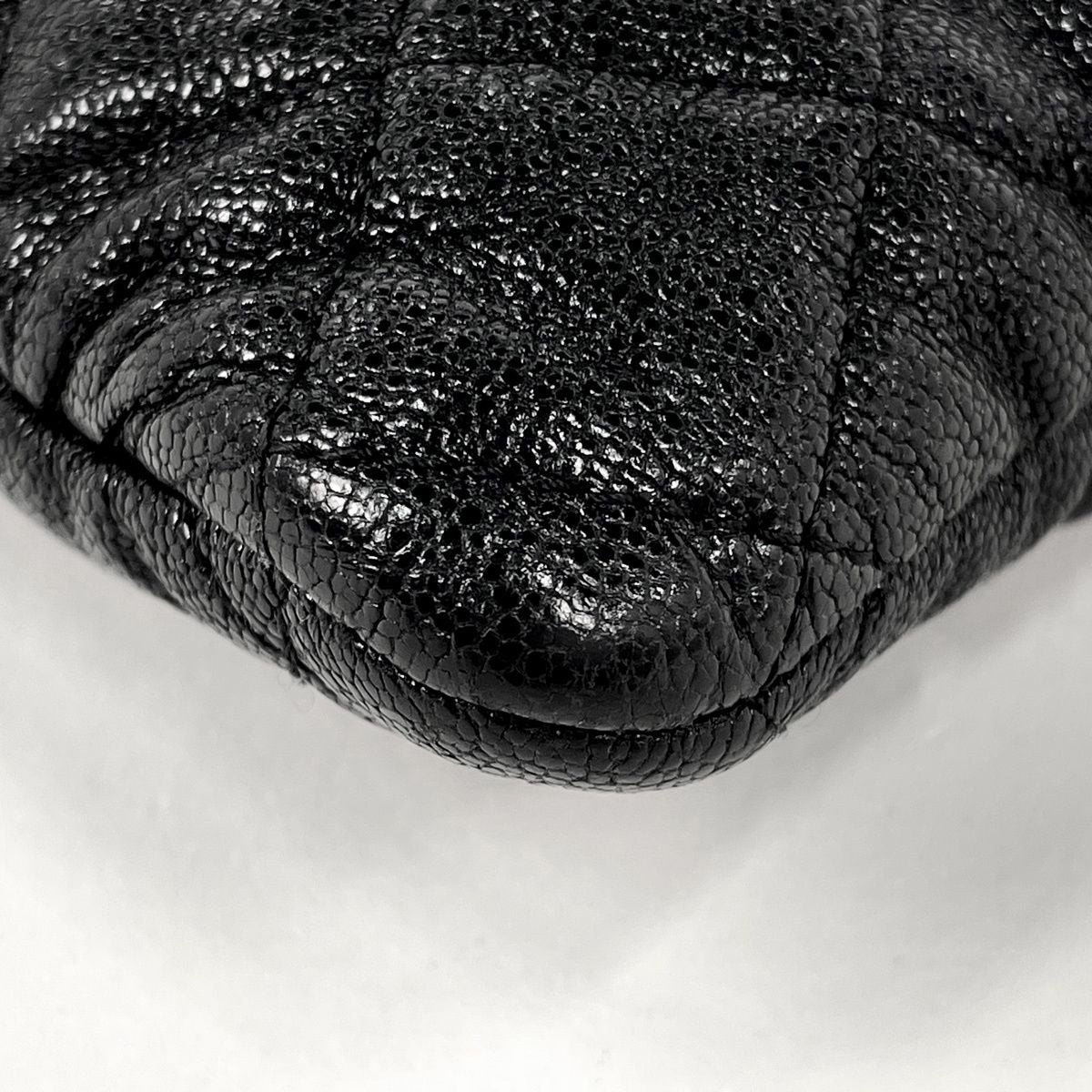Chanel Boy Clutch CC Logo Quilted Caviar Leather Black — view 3
