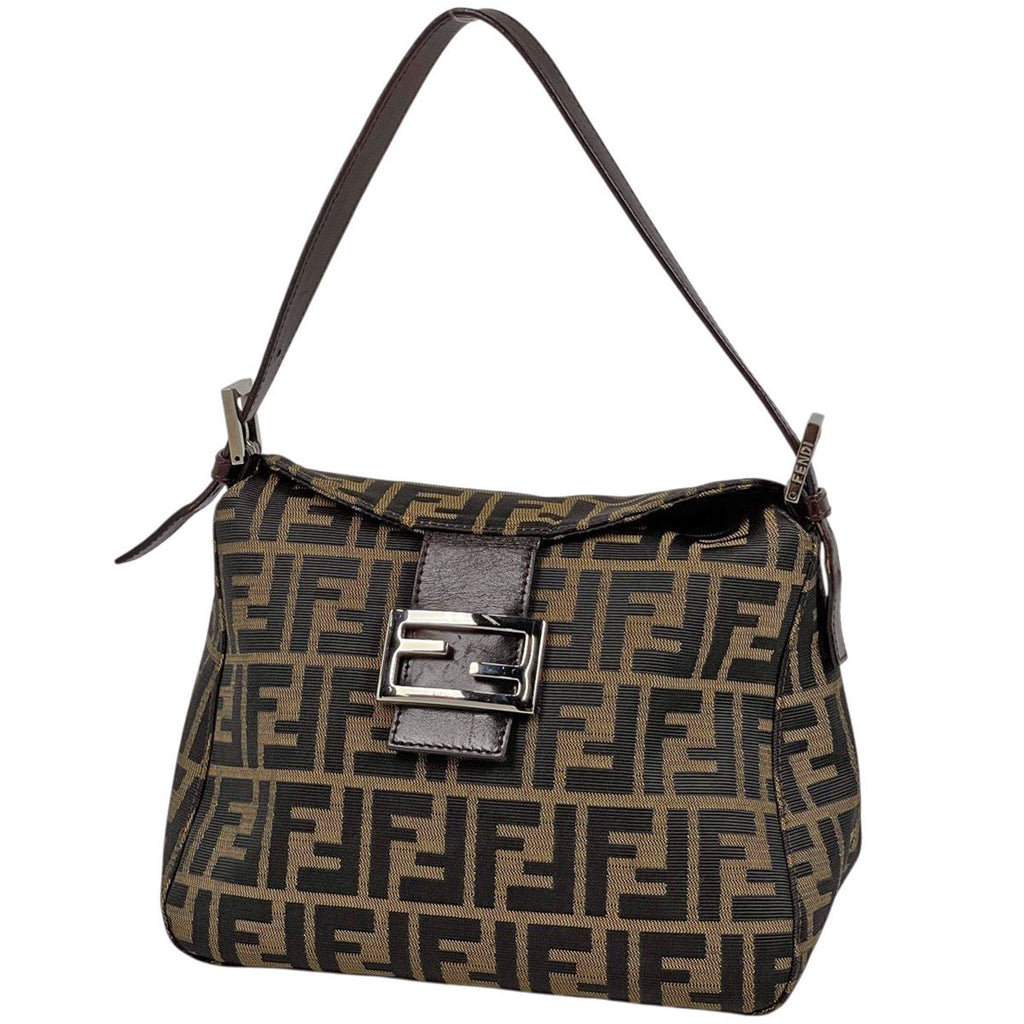 Fendi Zucca Pattern Shoulder Bag Canvas Brown