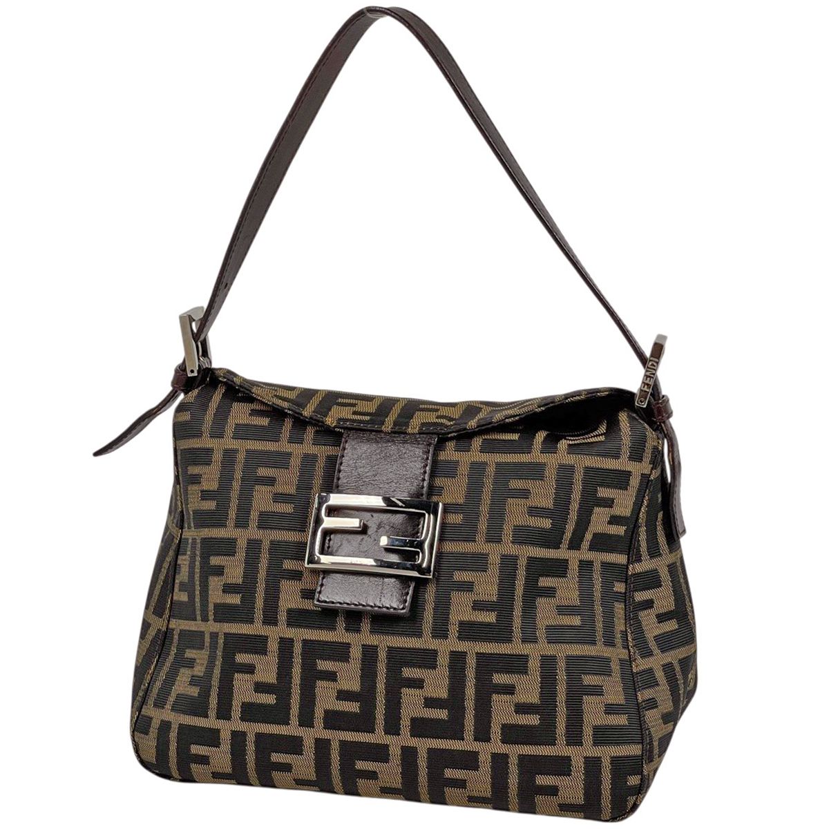 Fendi Zucca Pattern Shoulder Bag Canvas Brown