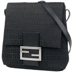 Fendi Zucchino Pattern Shoulder Bag Canvas Black