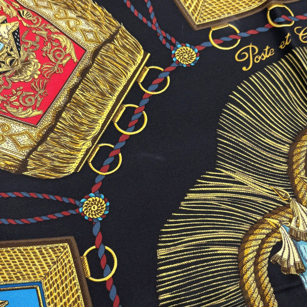Hermes Carre 90 Poste Et Cavalerie Saber Decorative Bag Scarf Silk Black — view 3