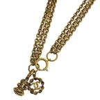 Chanel CC Logo Chain Necklace Triple Strand Long Gold Plated