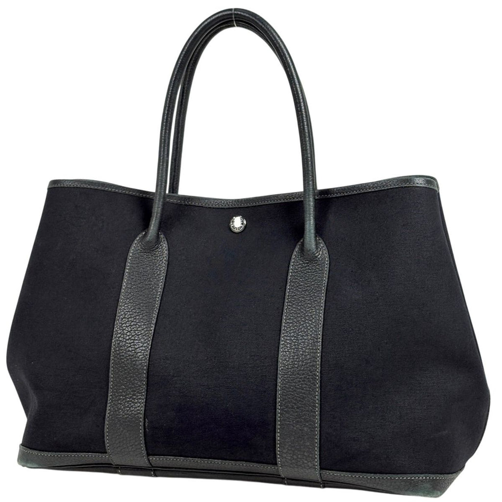 Hermes Garden Party PM Tote Toile Officier Noir