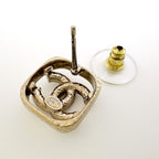 Chanel CC Logo Rhinestone Earrings Gold Plated — view 3