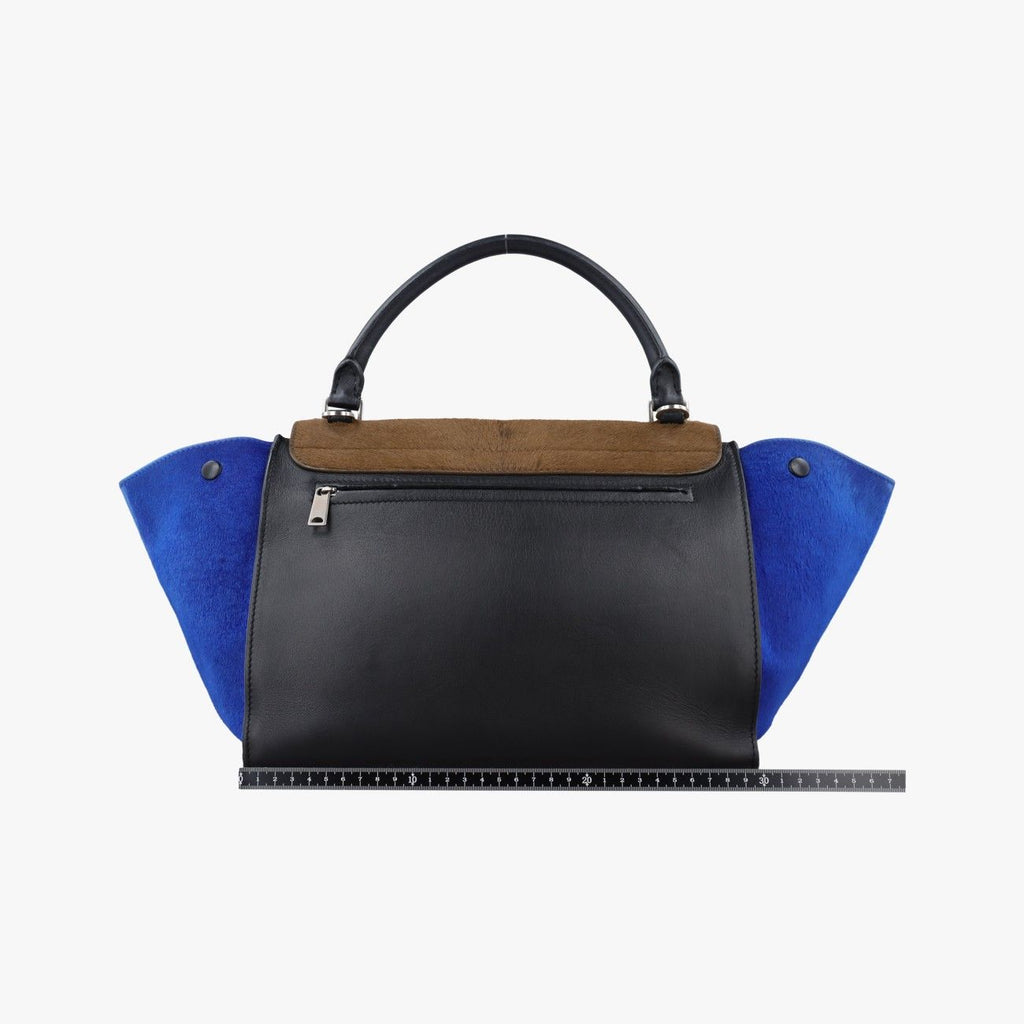 Celine Trapeze Black Brown Blue Calf Hair Shoulder — view 2