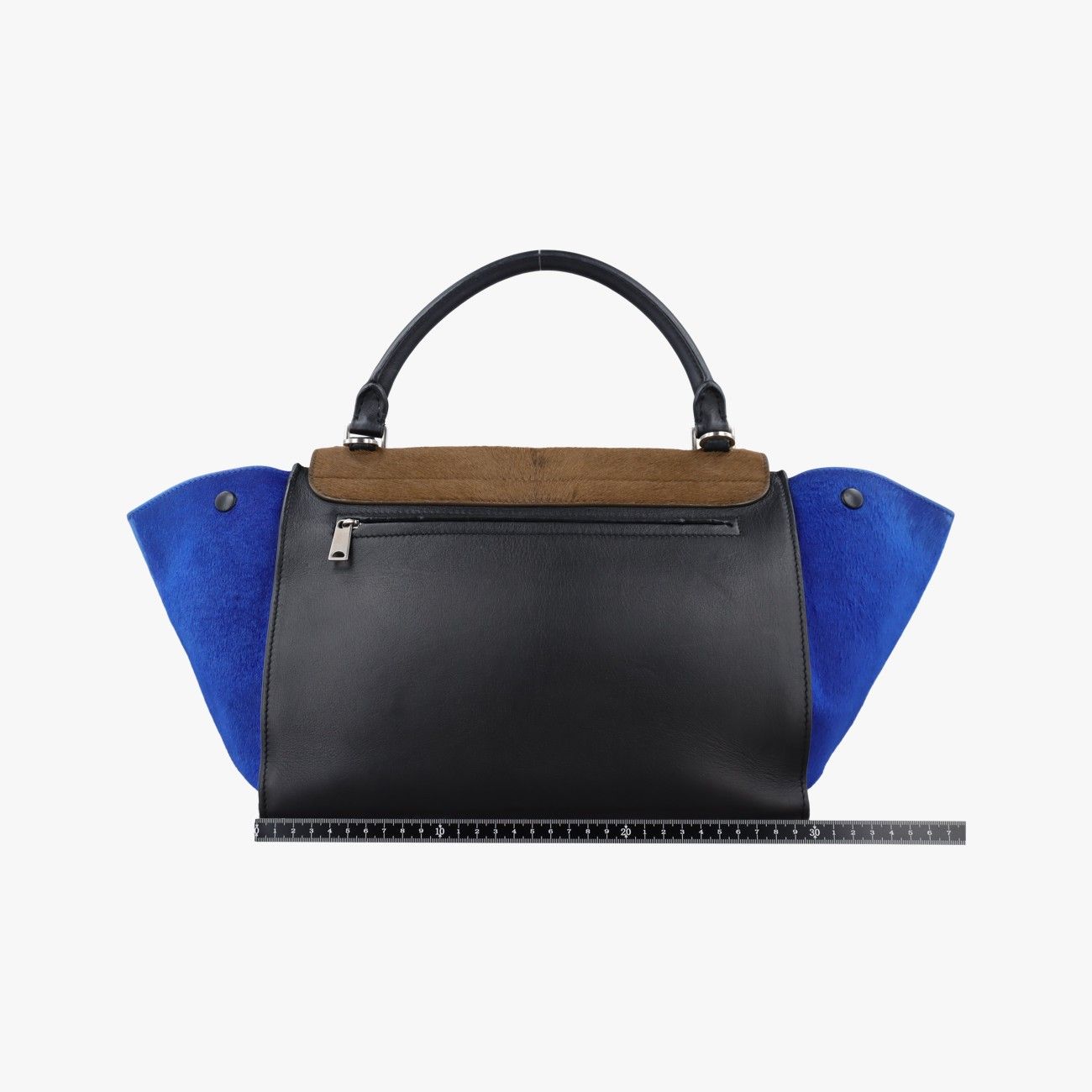 Celine Trapeze Black Brown Blue Calf Hair Shoulder — view 2