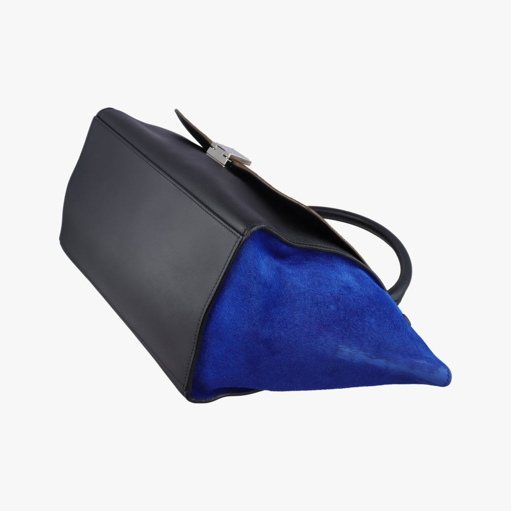 Celine Trapeze Black Brown Blue Calf Hair Shoulder — view 4