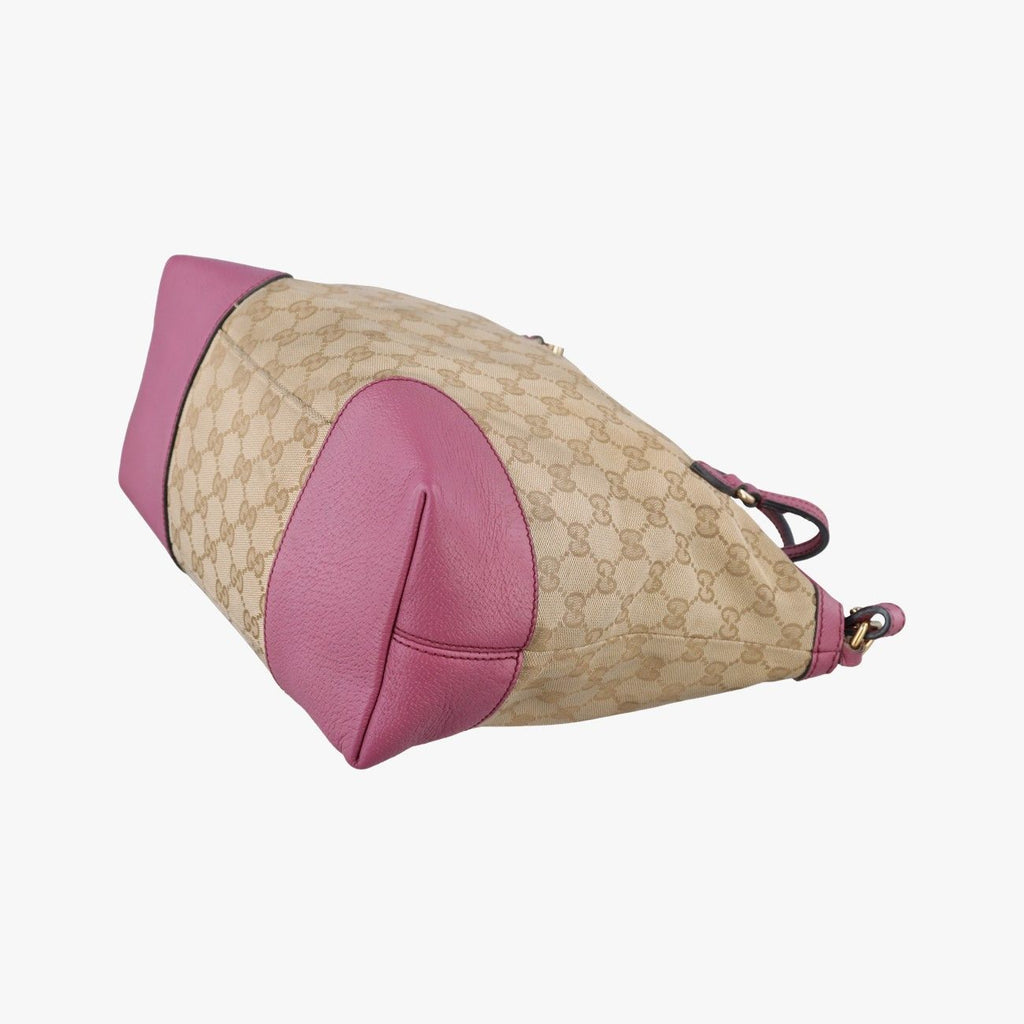 Gucci Guccissima Bree Beige Pink GG Canvas Leather Shoulder — view 4