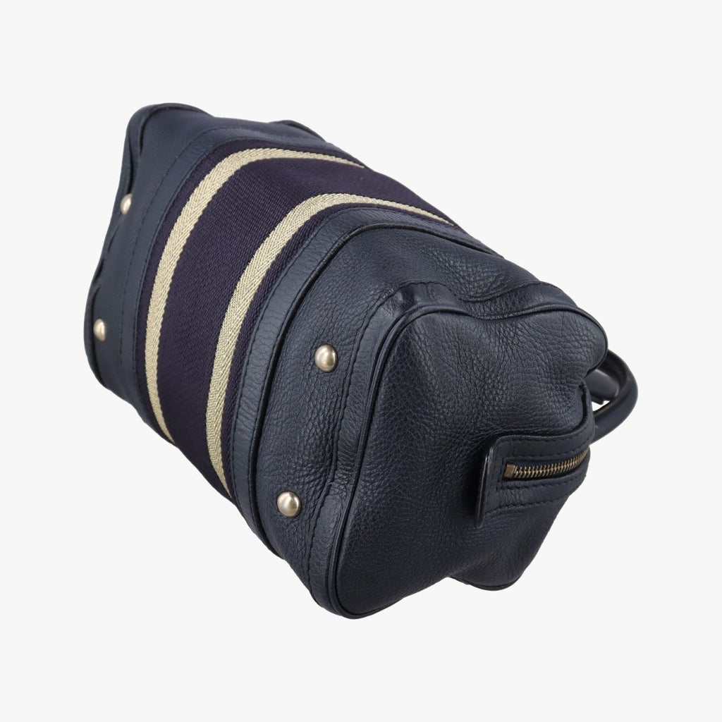 Gucci Sherry Line Navy Leather Handbag — view 6