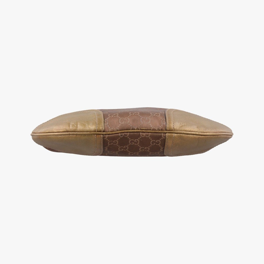 Gucci Principi Gold Brown Canvas Leather Shoulder — view 3