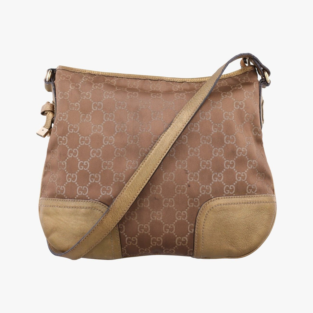 Gucci Principi Gold Brown Canvas Leather Shoulder