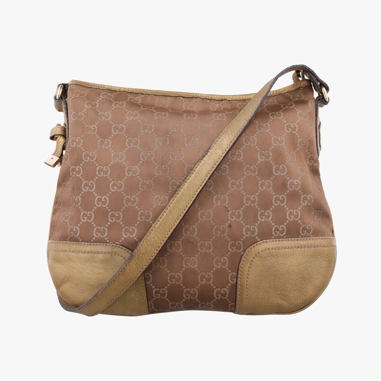 Gucci Principi Gold Brown Canvas Leather Shoulder