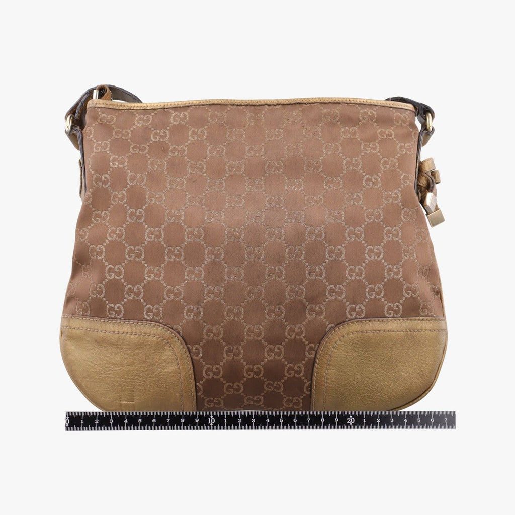 Gucci Principi Gold Brown Canvas Leather Shoulder — view 2