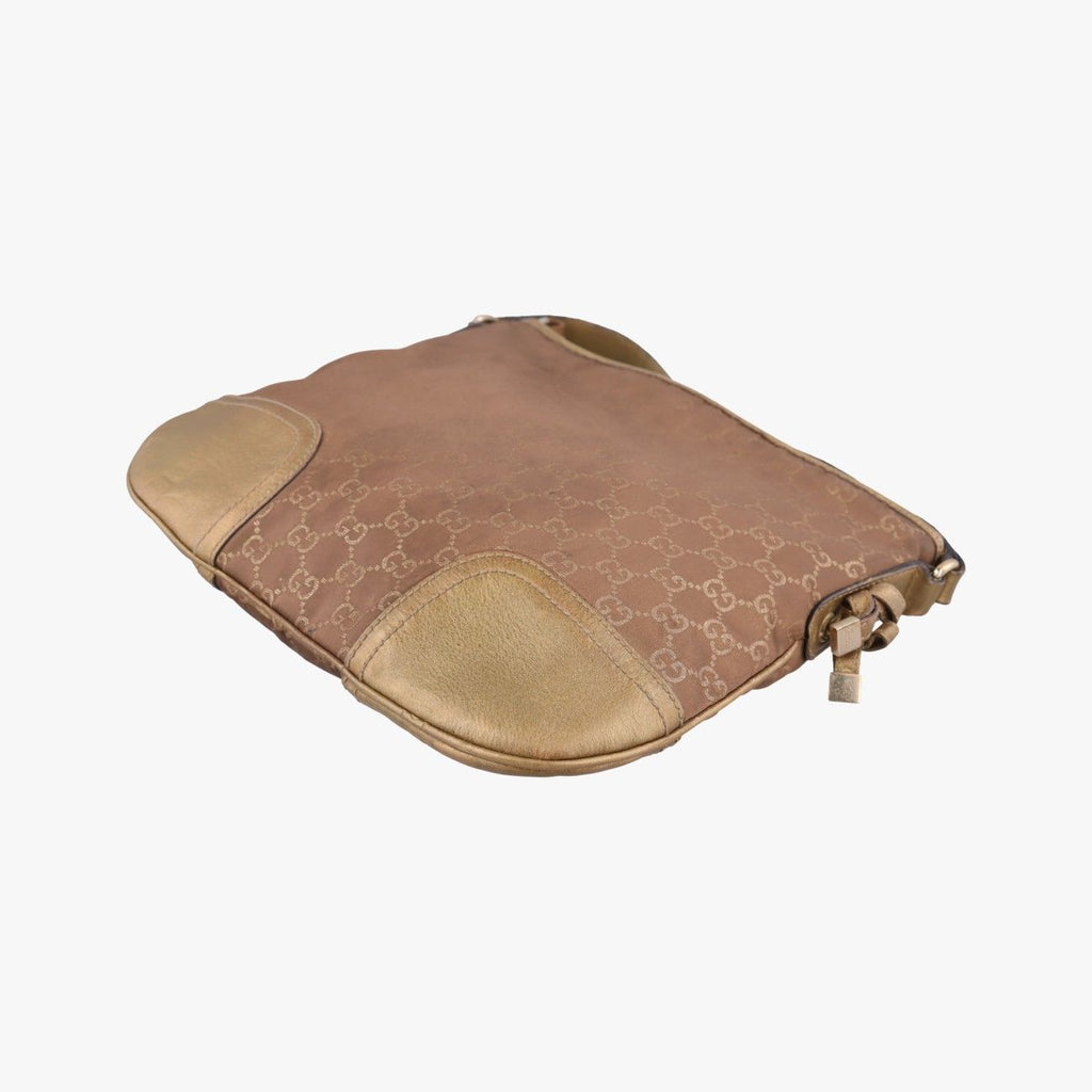Gucci Principi Gold Brown Canvas Leather Shoulder — view 6