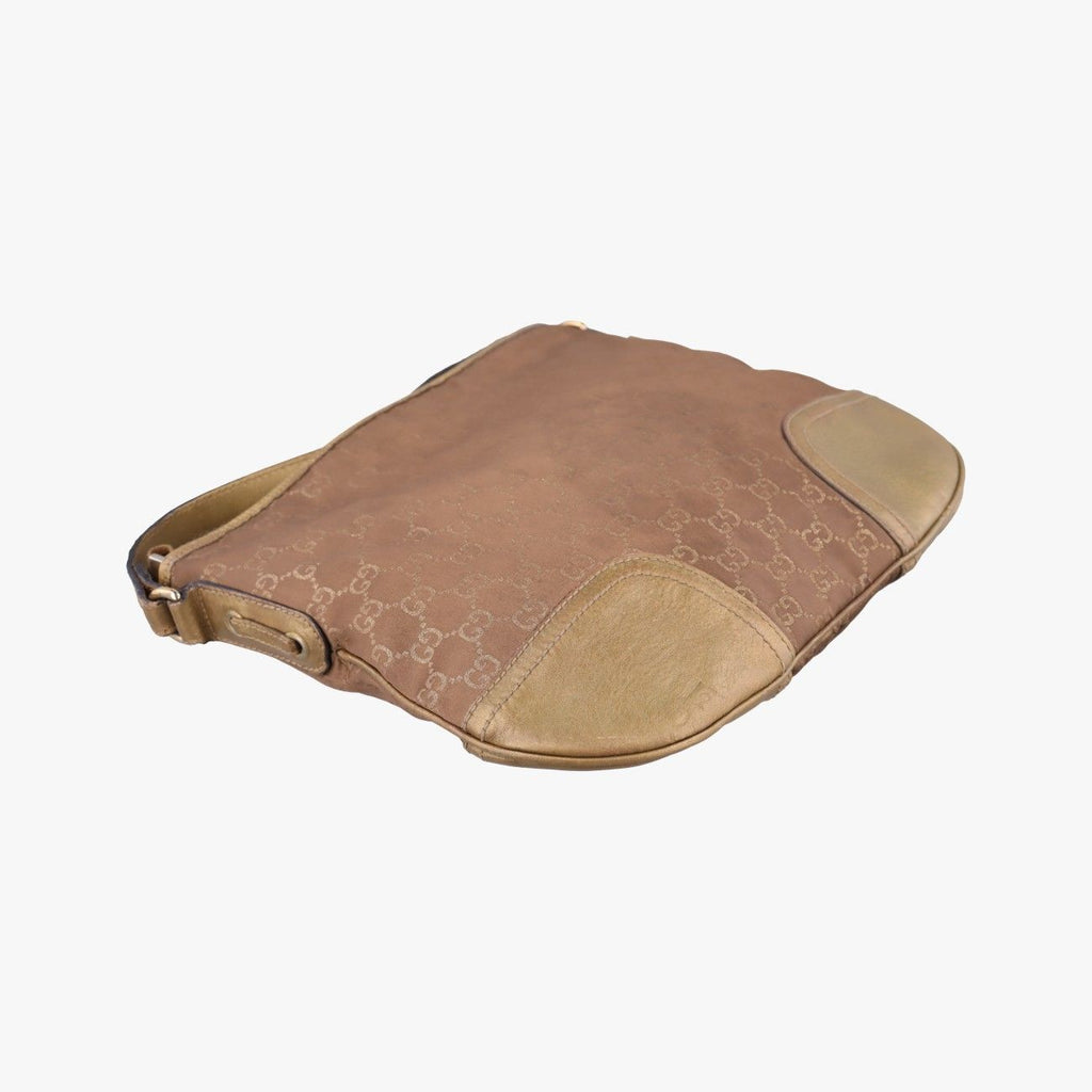 Gucci Principi Gold Brown Canvas Leather Shoulder — view 7
