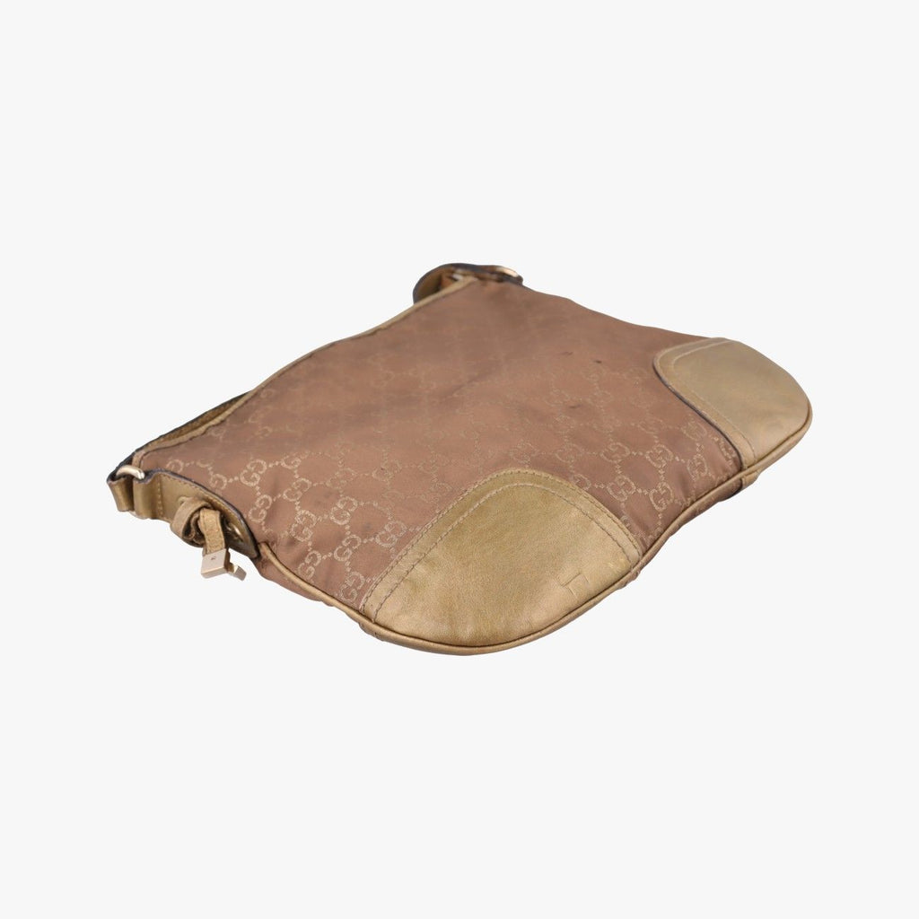 Gucci Principi Gold Brown Canvas Leather Shoulder — view 5