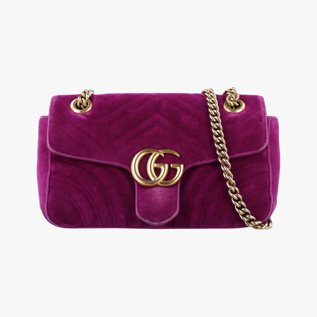 Gucci GG Marmont Purple Velour Shoulder
