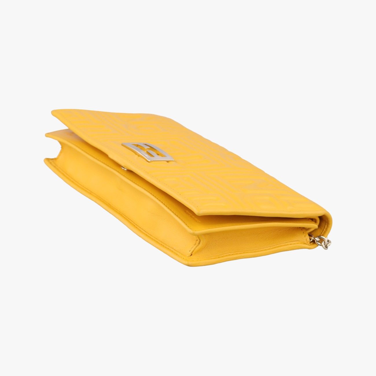 Fendi Embossed Logo Yellow Lambskin Shoulder — view 4