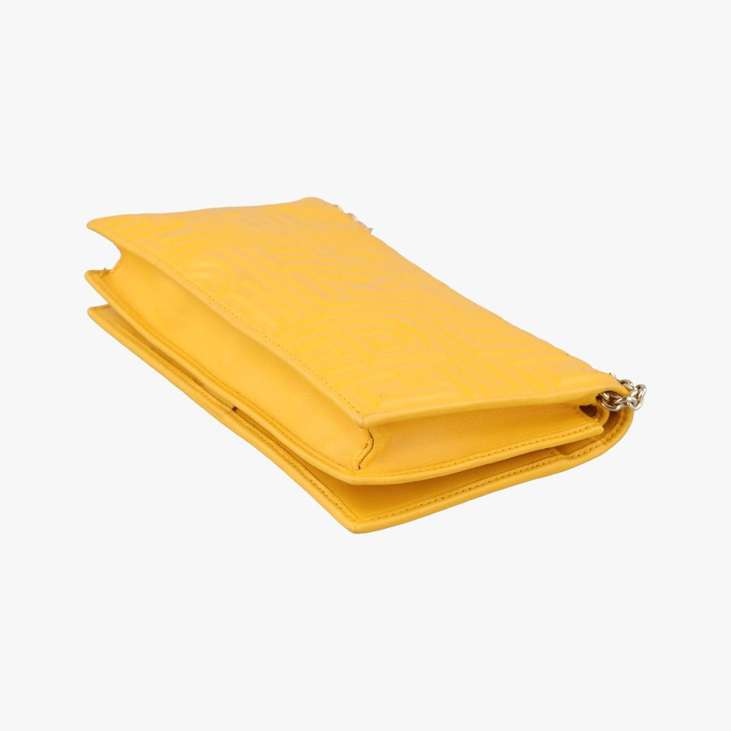 Fendi Embossed Logo Yellow Lambskin Shoulder — view 6