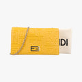 Fendi Embossed Logo Yellow Lambskin Shoulder