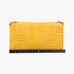 Fendi Embossed Logo Yellow Lambskin Shoulder — view 2