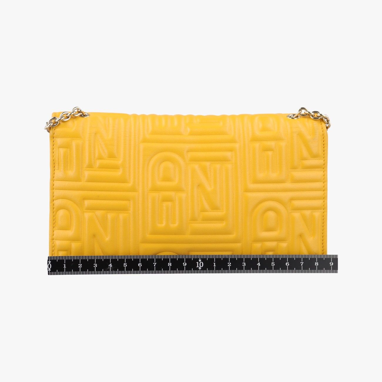 Fendi Embossed Logo Yellow Lambskin Shoulder — view 2