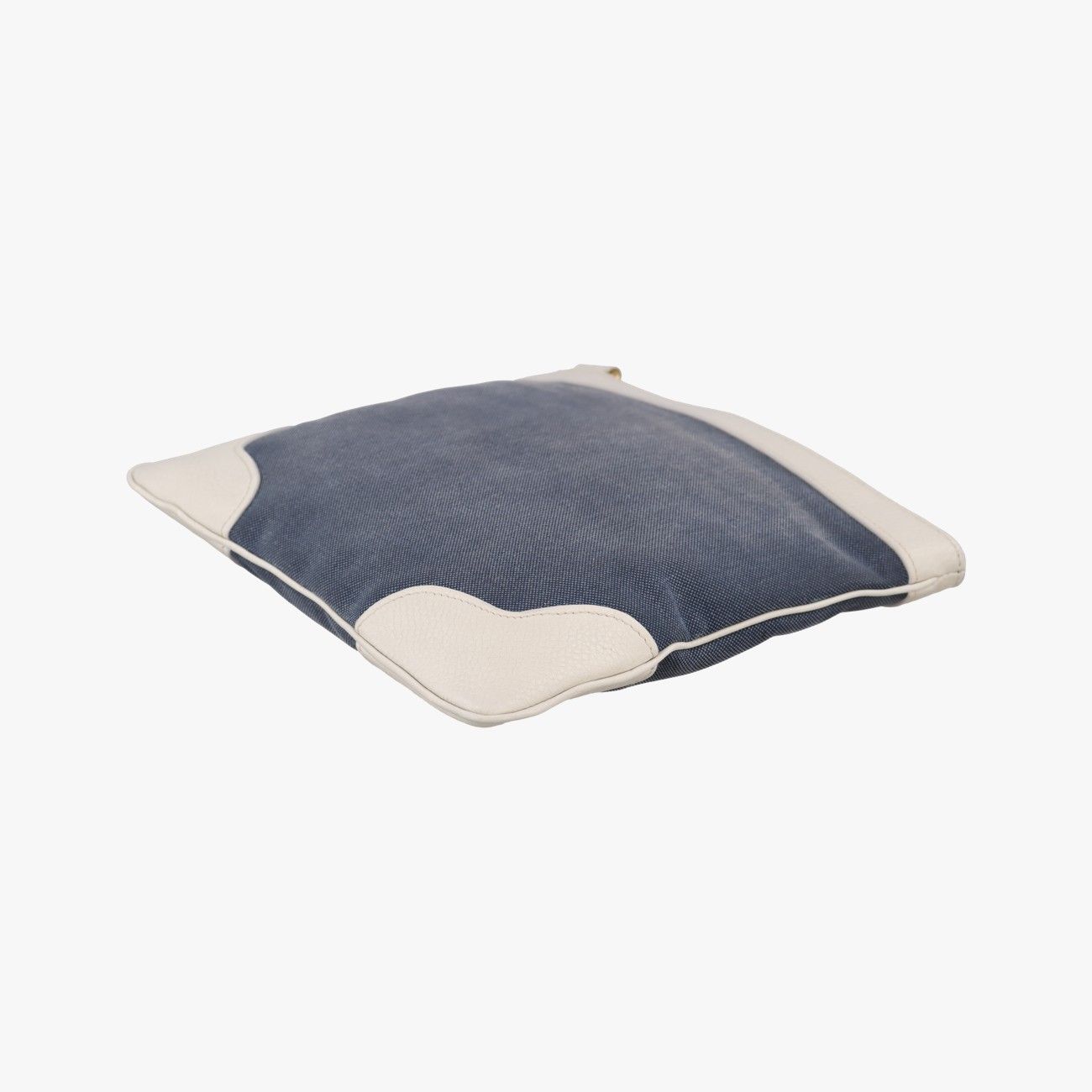 Prada Canapa Logo Jacquard Navy White Canvas Leather Shoulder — view 6