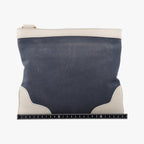Prada Canapa Logo Jacquard Navy White Canvas Leather Shoulder — view 2