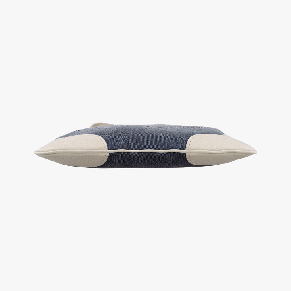 Prada Canapa Logo Jacquard Navy White Canvas Leather Shoulder — view 3