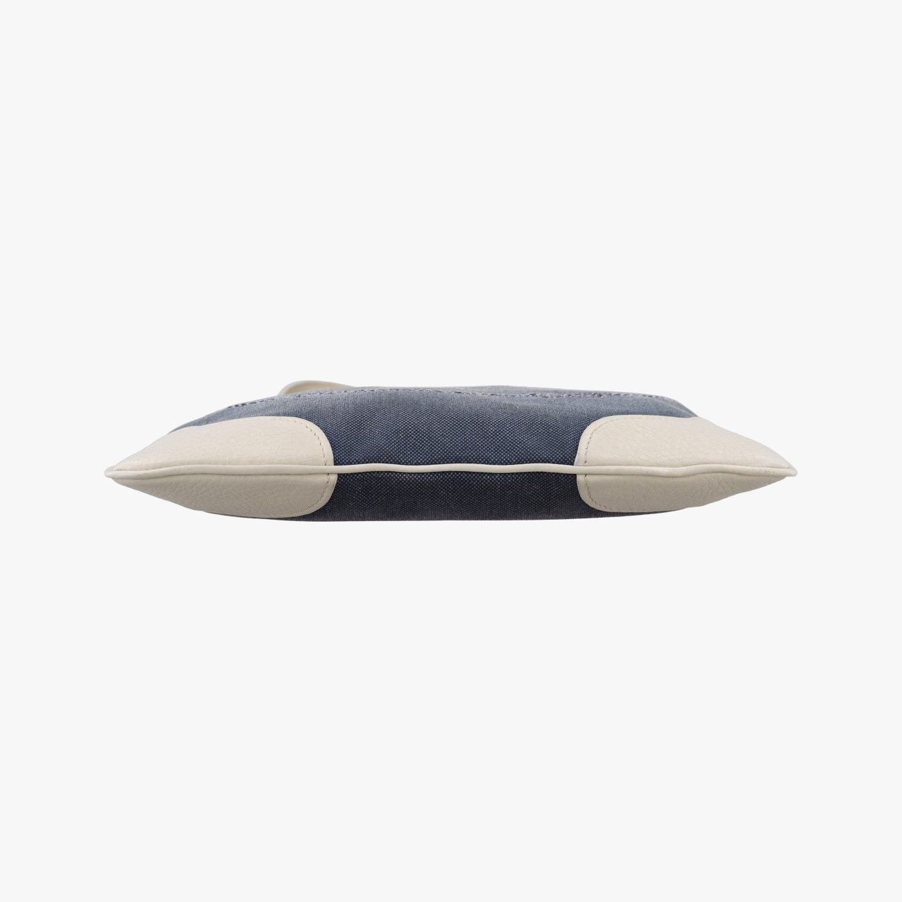 Prada Canapa Logo Jacquard Navy White Canvas Leather Shoulder — view 3