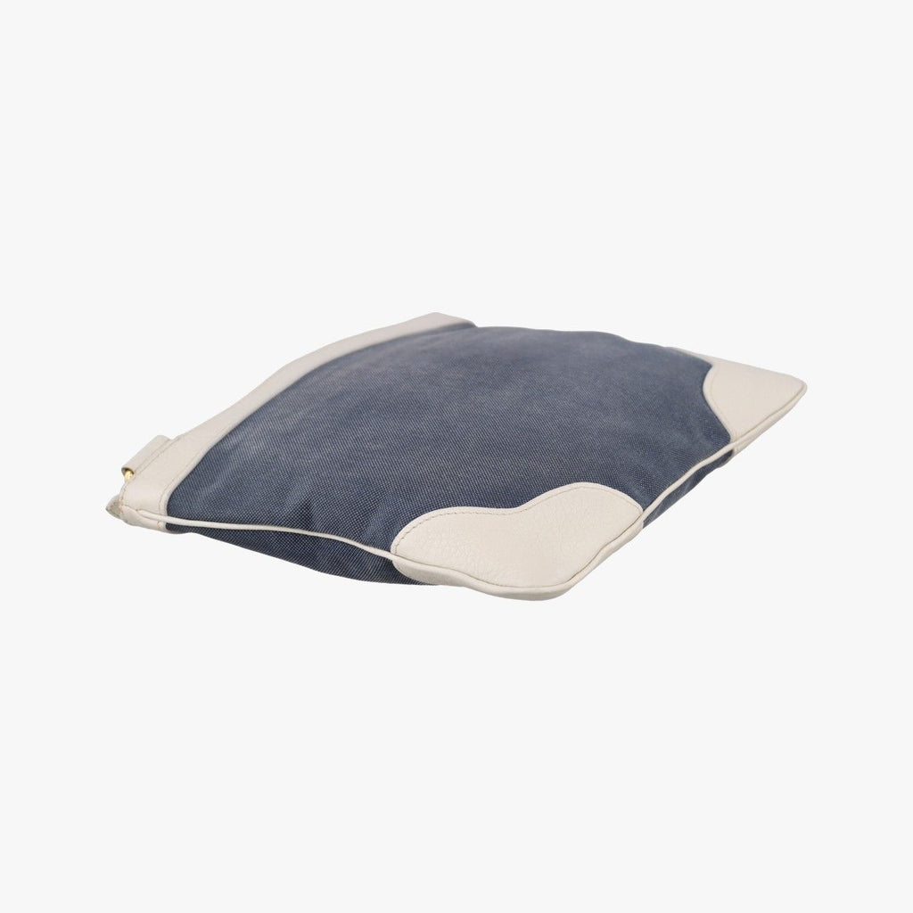 Prada Canapa Logo Jacquard Navy White Canvas Leather Shoulder — view 7