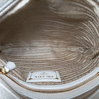 Prada Canapa Logo Jacquard Navy White Canvas Leather Shoulder — view 9