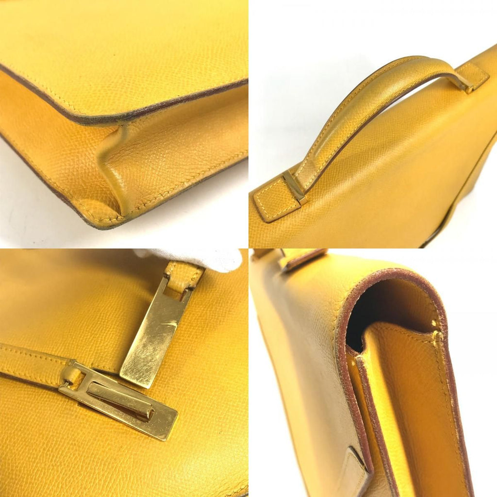 Hermes Business Bag Kelly Cross Courchevel Jaune Yellow — view 7