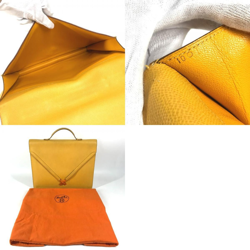 Hermes Business Bag Kelly Cross Courchevel Jaune Yellow — view 9