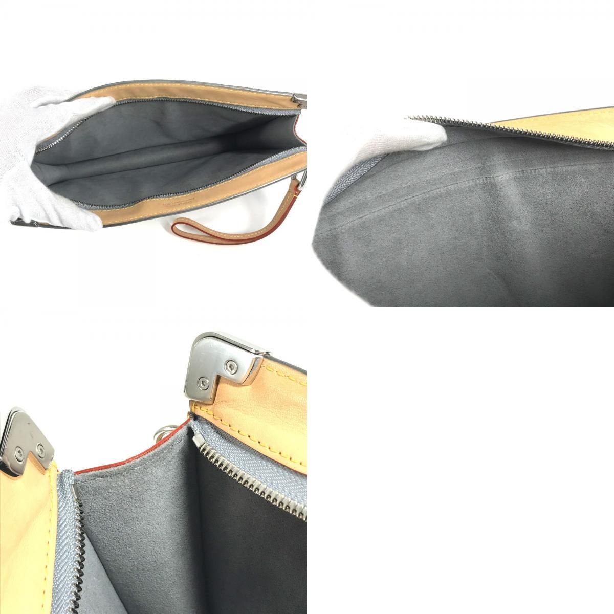 Louis Vuitton Clutch Trunk Pochette Leather Silver — view 9