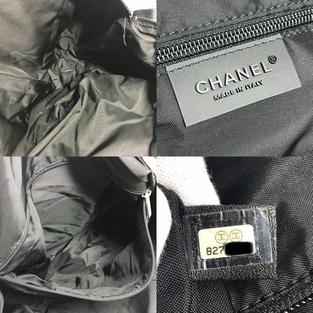 Chanel Boston Bag Logo Nylon Gray — view 9