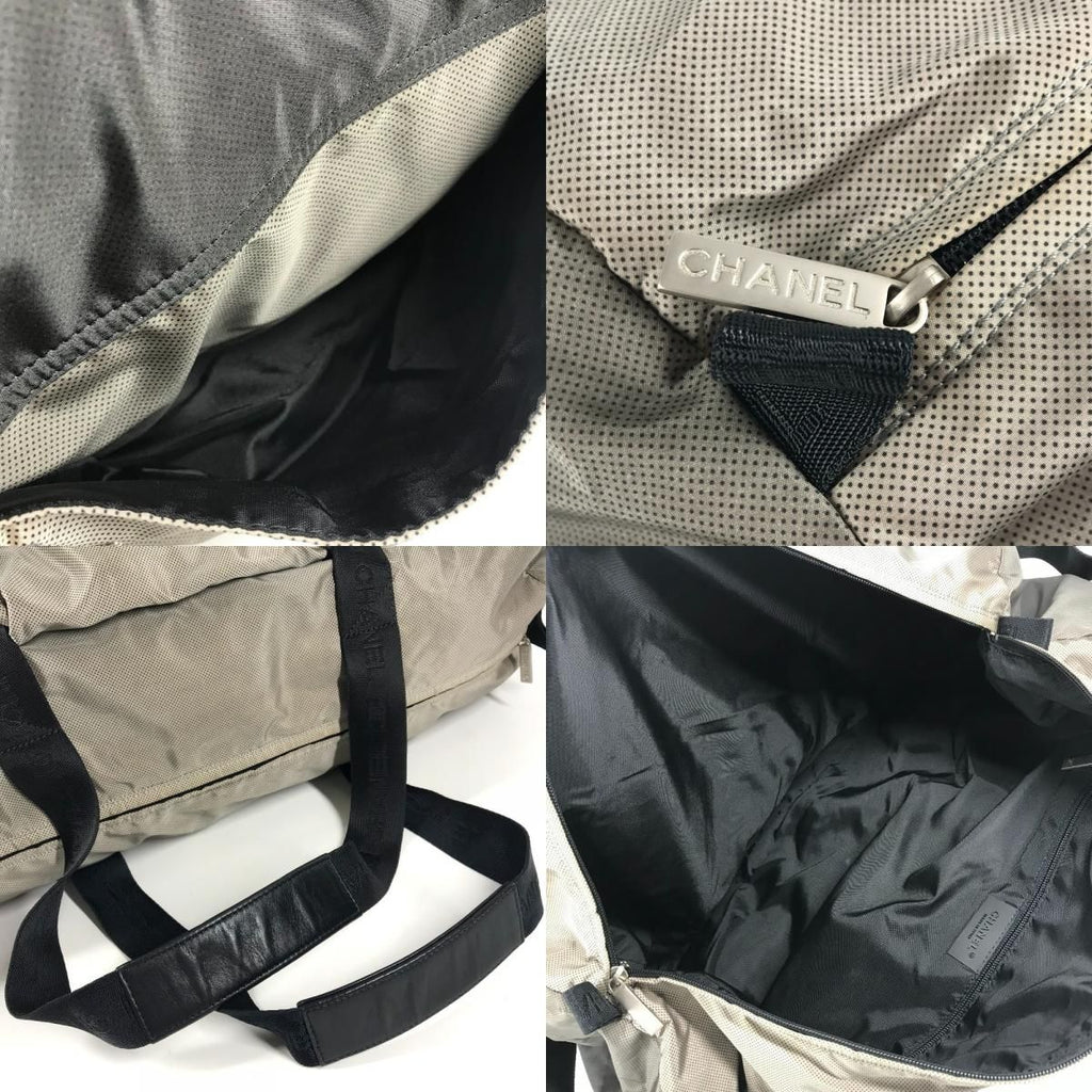 Chanel Boston Bag Logo Nylon Gray — view 8