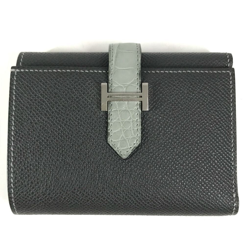 Hermes Trifold Wallet Bearn Combination Epsom Graphite Grineve Gray