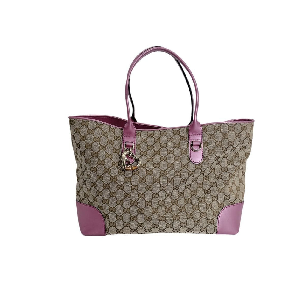 Gucci Supreme Open Tote GG Brown Pink — view 2